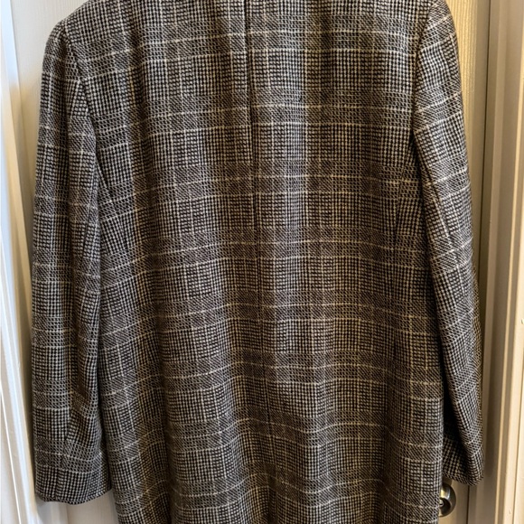 Vintage Harve Bernard 100% Wool Genuine Leather Trim Blazer Women’s 10 Blk Grey - Picture 2 of 9